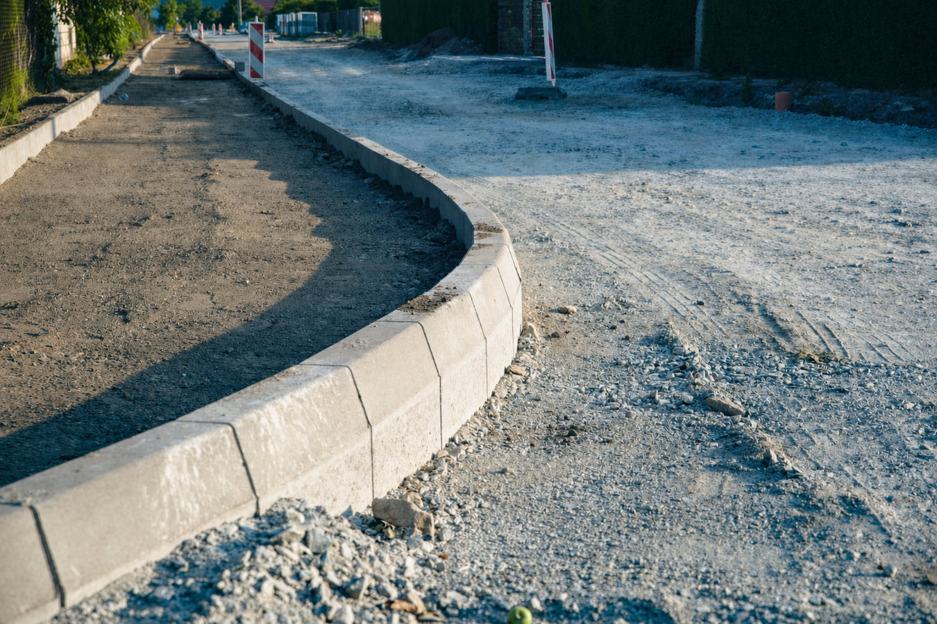 Concrete curbing and sidewalks
